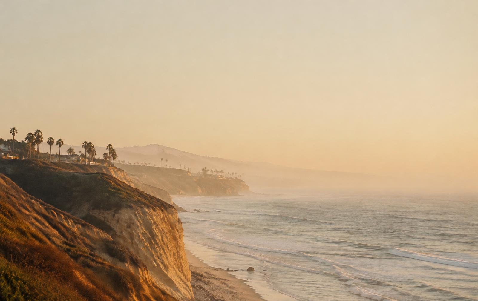 The Leucadia coastline at golden hour